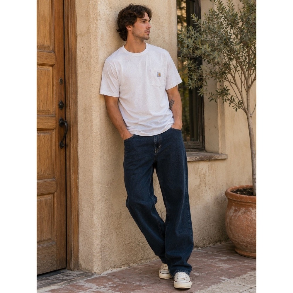Lee Relaxed Fit Jeans Men's 42x30 Dark Wash Straight Leg 100% Cotton Denim